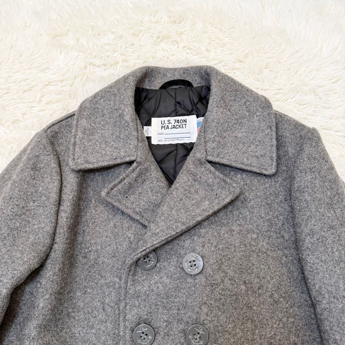 Schott Pコート U S 740N PEA JACKET グレー ショット ピーコート P