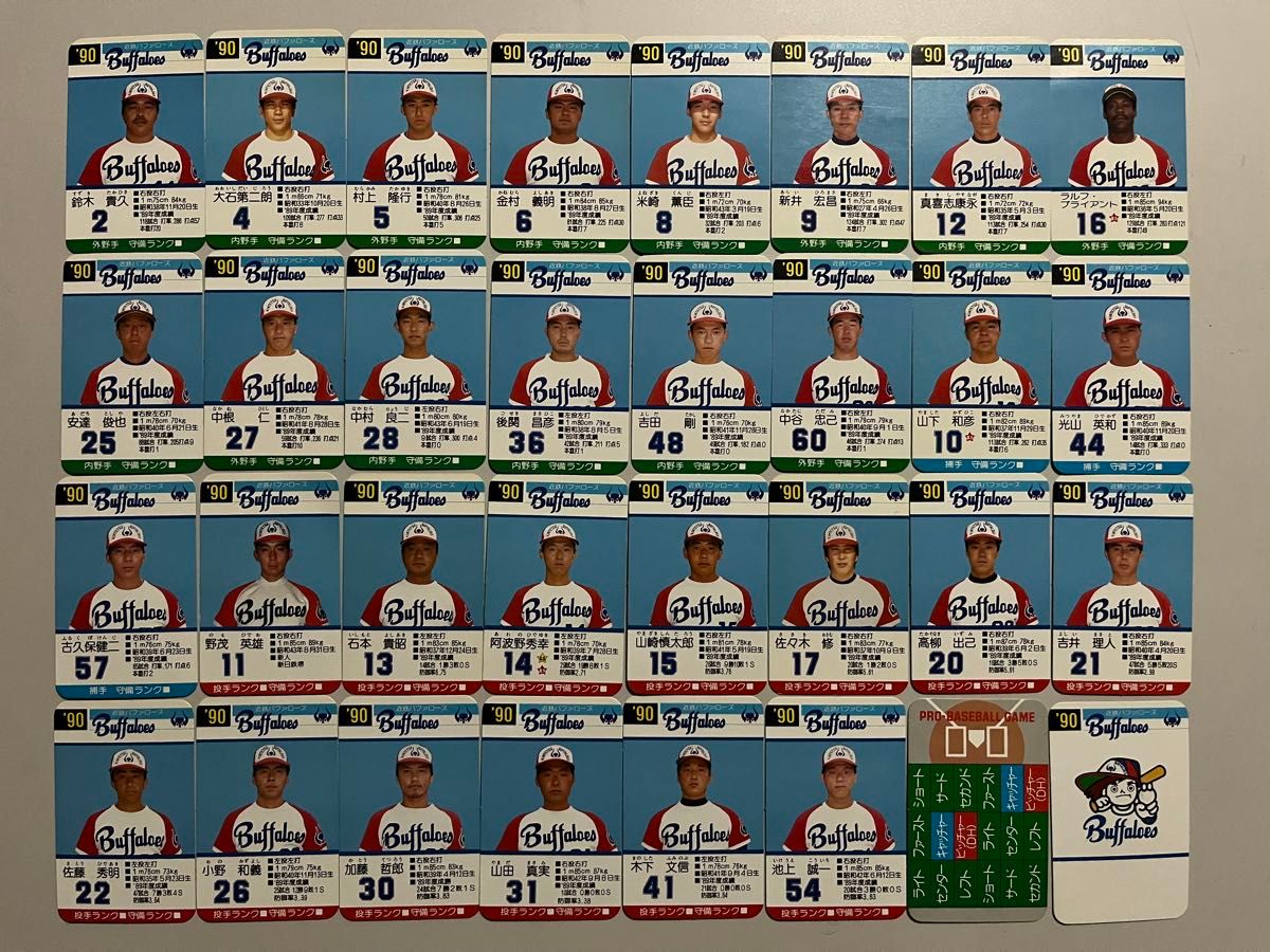 タカラ プロ野球カードゲーム 90年 近鉄バファローズ 野茂英雄 など32