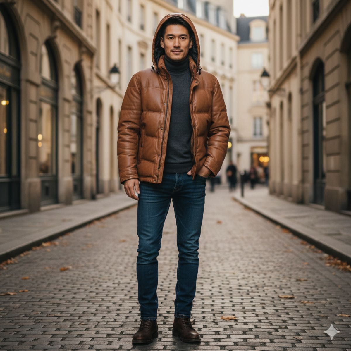 バーバリーブラックレーベル ラムレザー ダウンジャケット 羊革