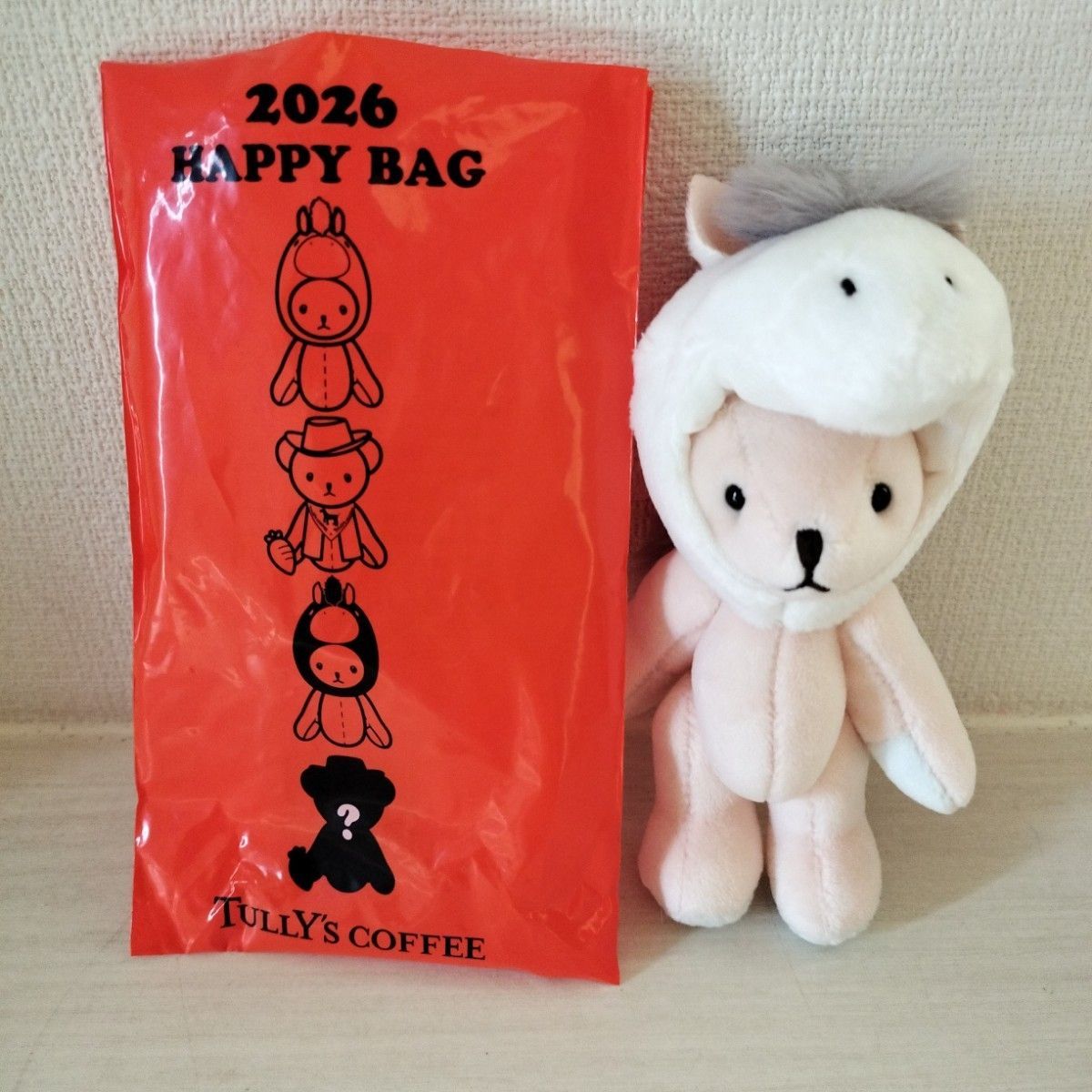 タリーズコーヒー 2026 HAPPY BAG 干支ミニテディ 午年 白 福袋｜Yahoo