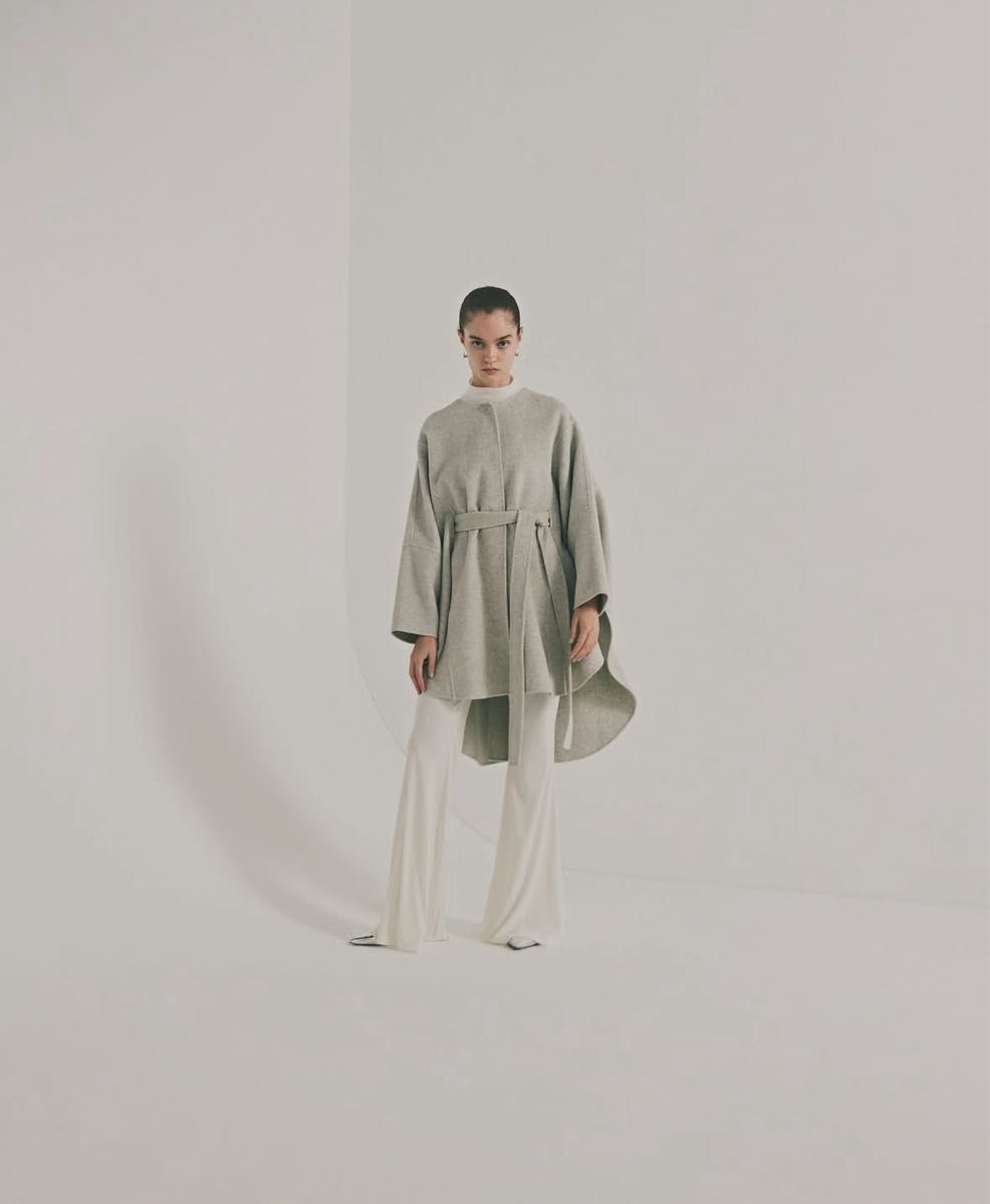 le phil【人気品】ウールリバーポンチョコート 人気ライトグレー