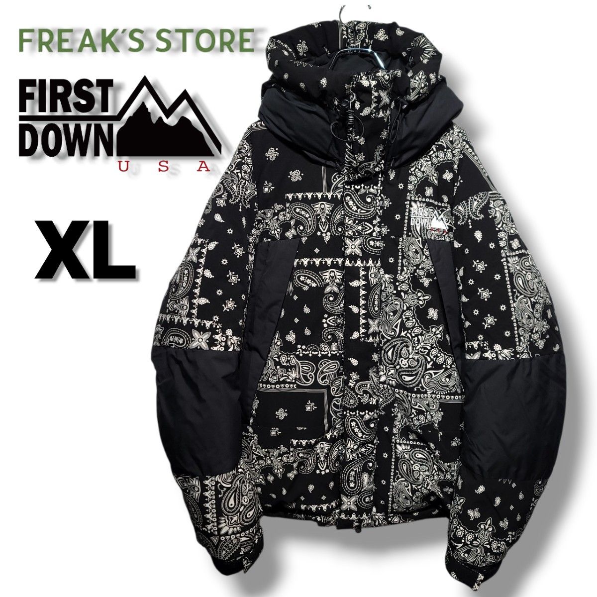 希少XL ファーストダウン×フリークスストア 別注 ペイズリー ダウン 黒