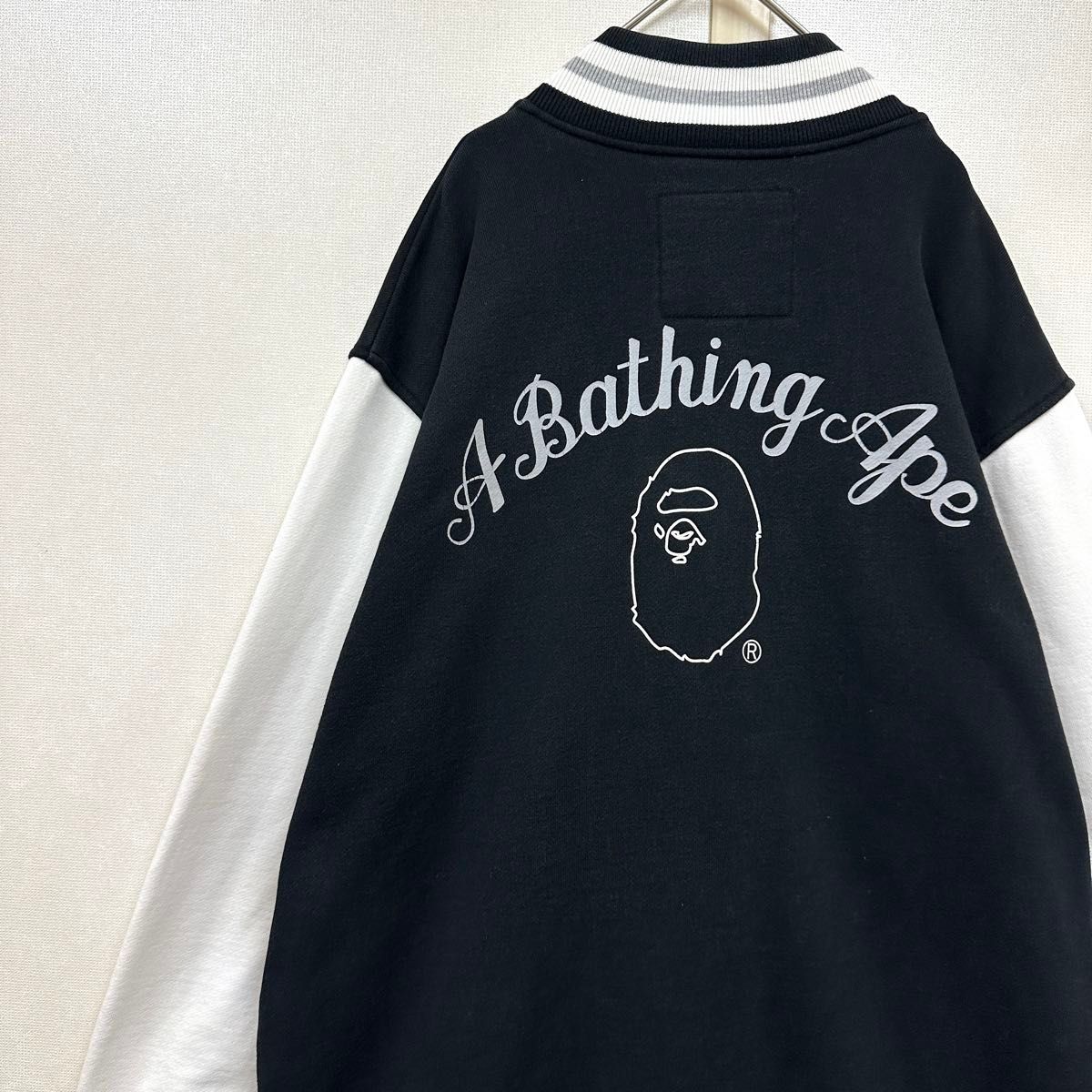 A BATHING APE スタジャン スウェット 黒白 日本製 アベイシングエイプ