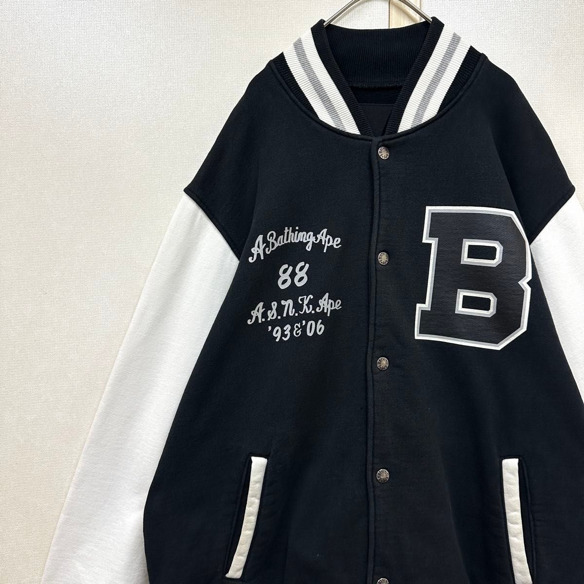 A BATHING APE スタジャン スウェット 黒白 日本製 アベイシングエイプ