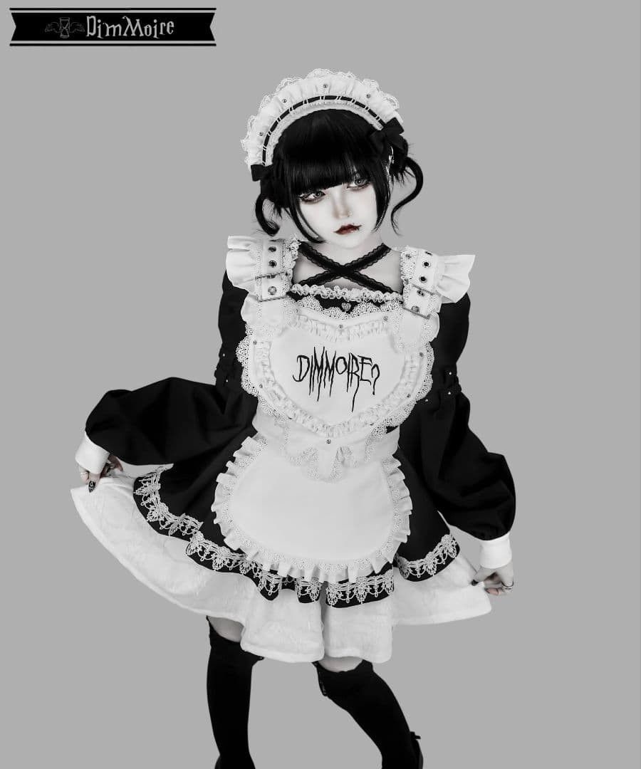 正規品 新品 Drip Heartメイドワンピース【Black&White】 DimMoire