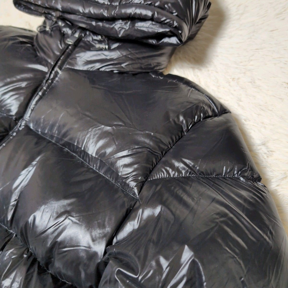 ZARA ブラック ダウンジャケット 光沢 パフ Y2K 短丈 ボックス