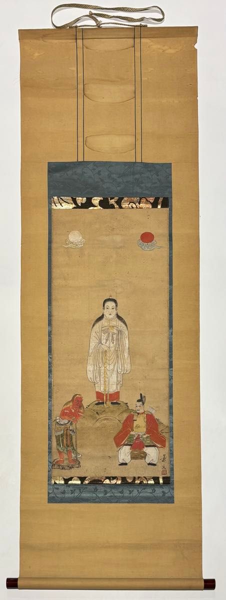 松村景文画「雨宝童子三尊 又ハ三社明神」江戸時代後期筆 1幅|神仏融合
