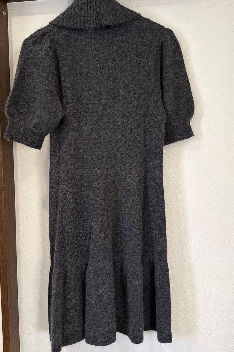 タートルネック ニットワンピース グレー 半袖 BURBERRY BLUE LABEL 38