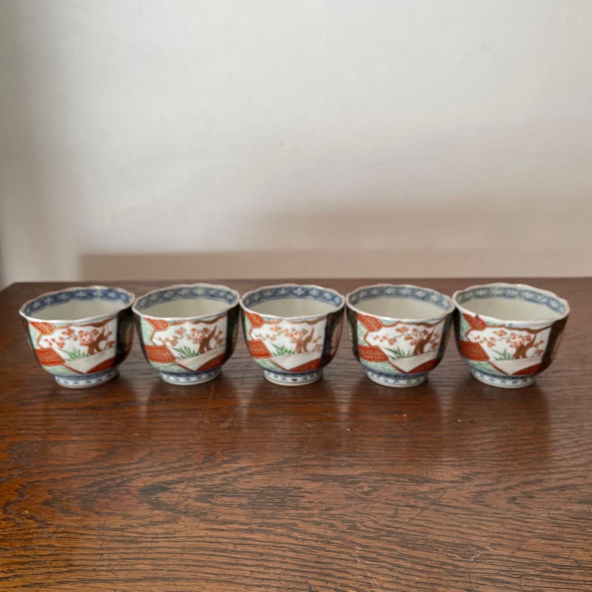 幕末 明治 伊万里焼 色絵染付 湯呑 向付 蕎麦猪口 松竹梅 金彩 染付