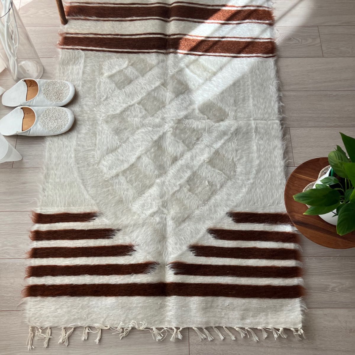 新品wool100％ オフホワイトチョコ バッターニエ トルコヴィンテージ