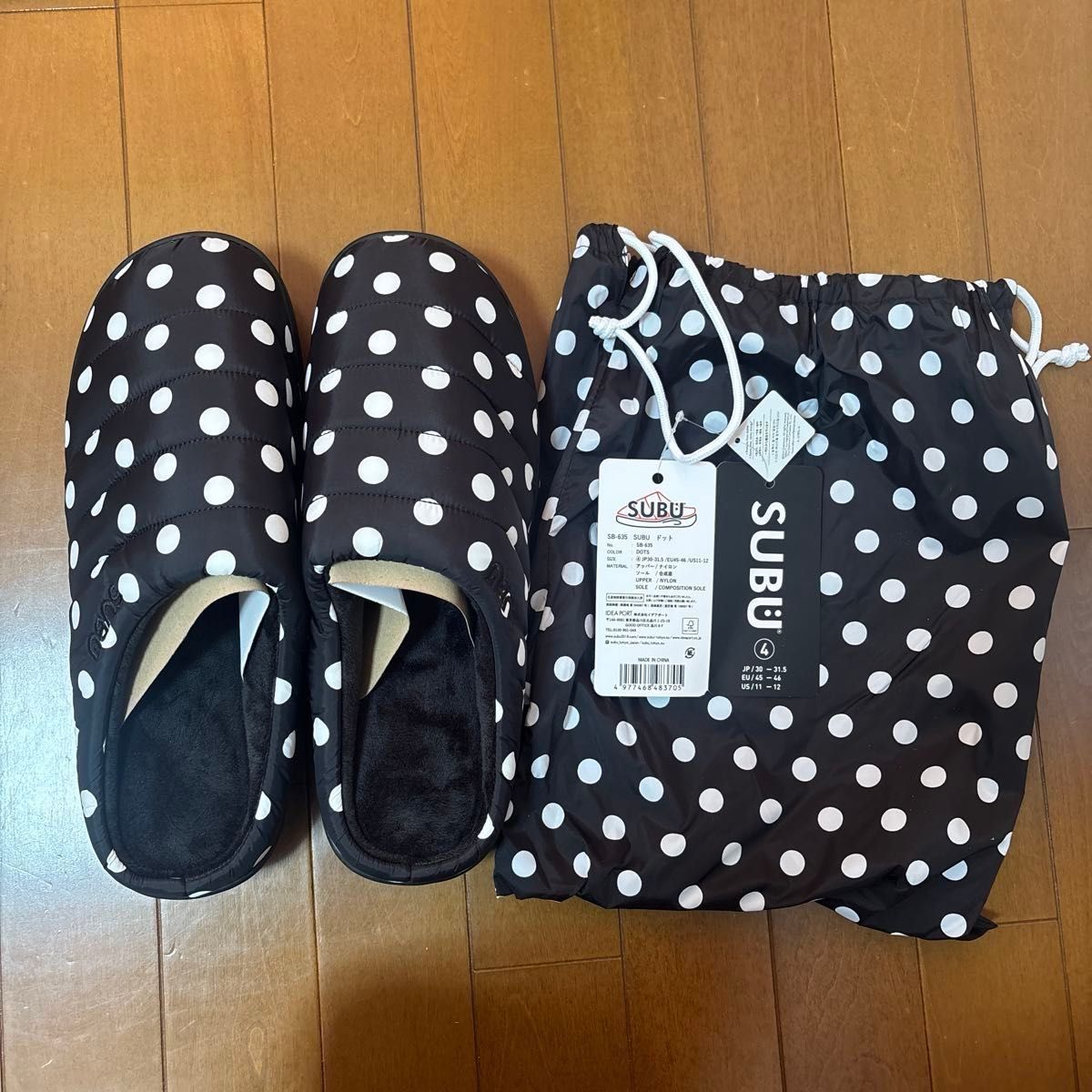 SUBU スブ ドット柄 サンダル ブラック サイズ4 水玉 新品未使用 冬