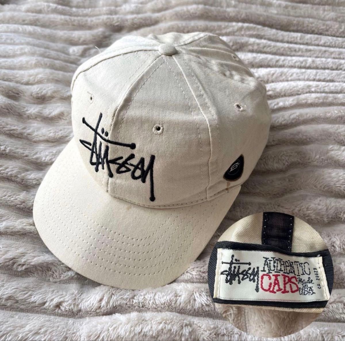 90s 初期 白タグ old stussy キャップ Stssy ベージュ ステューシー