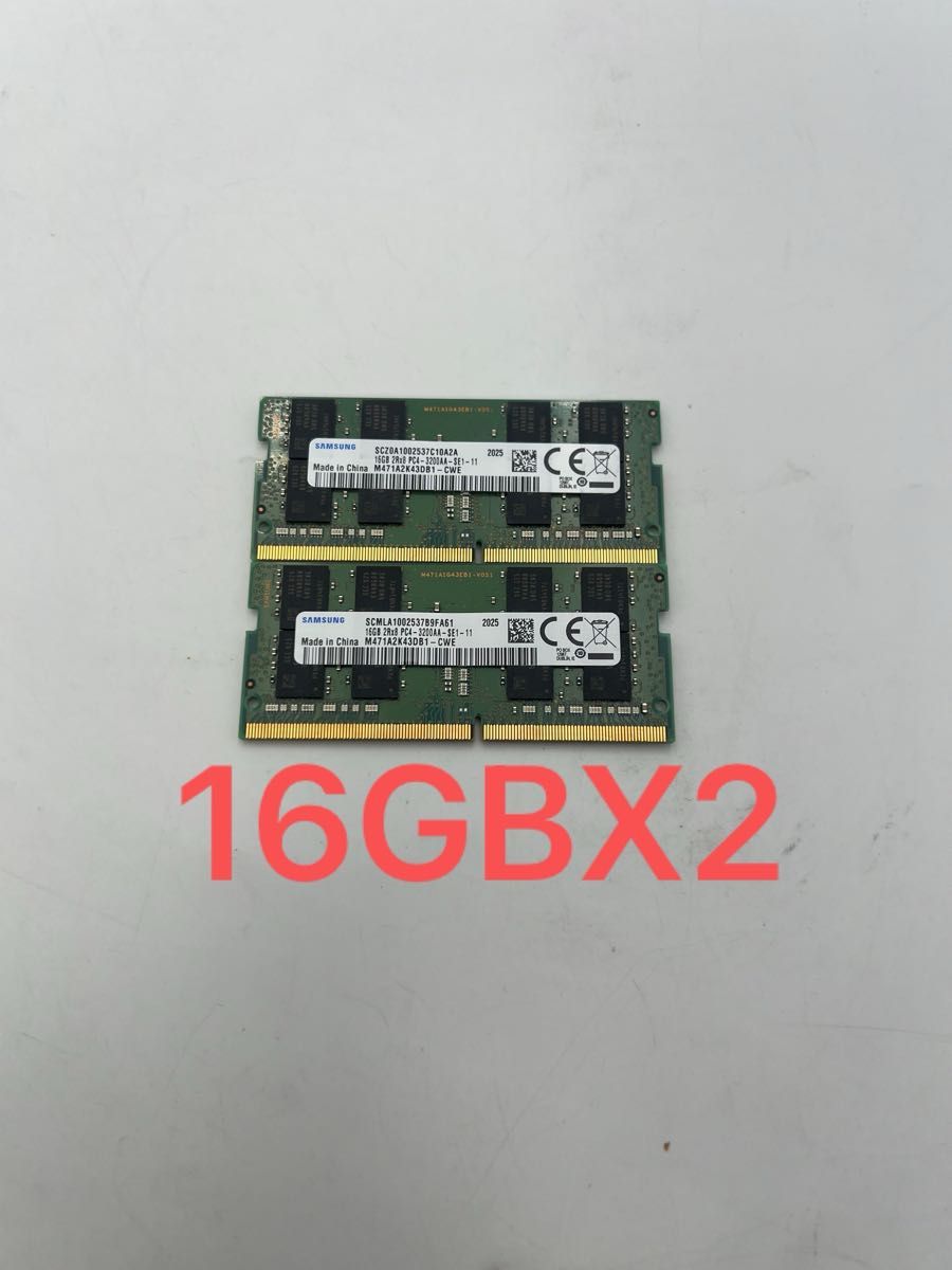 サムスン2RX8 PC4-3200AA-SE1-11 16GB×2ノート用メモリ動作品｜Yahoo
