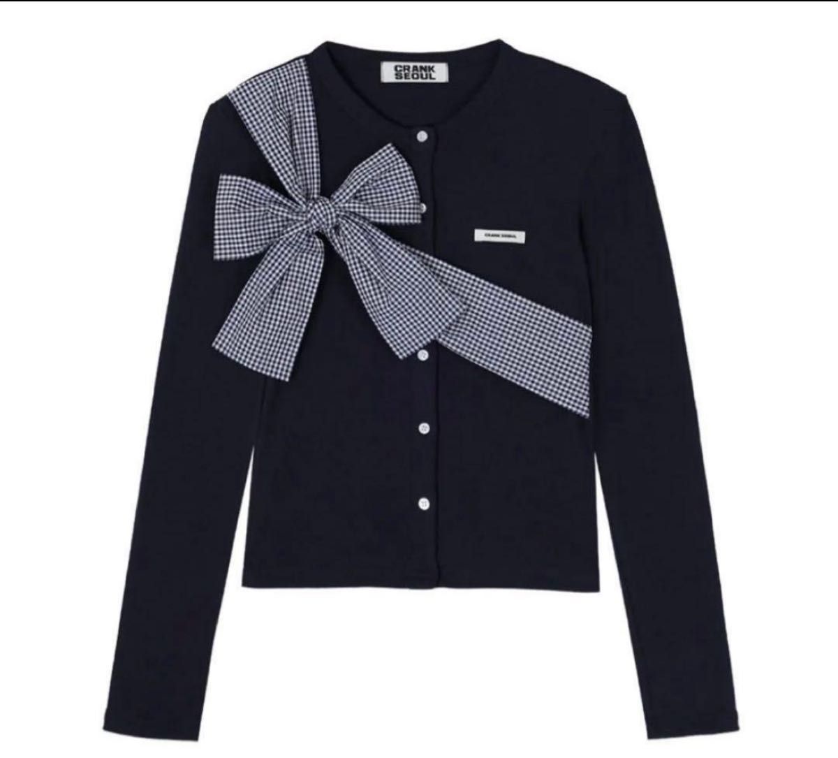 CRANK Ribbon Tied Knit Cardigan カーディガン 長袖 黒 リボン｜Yahoo