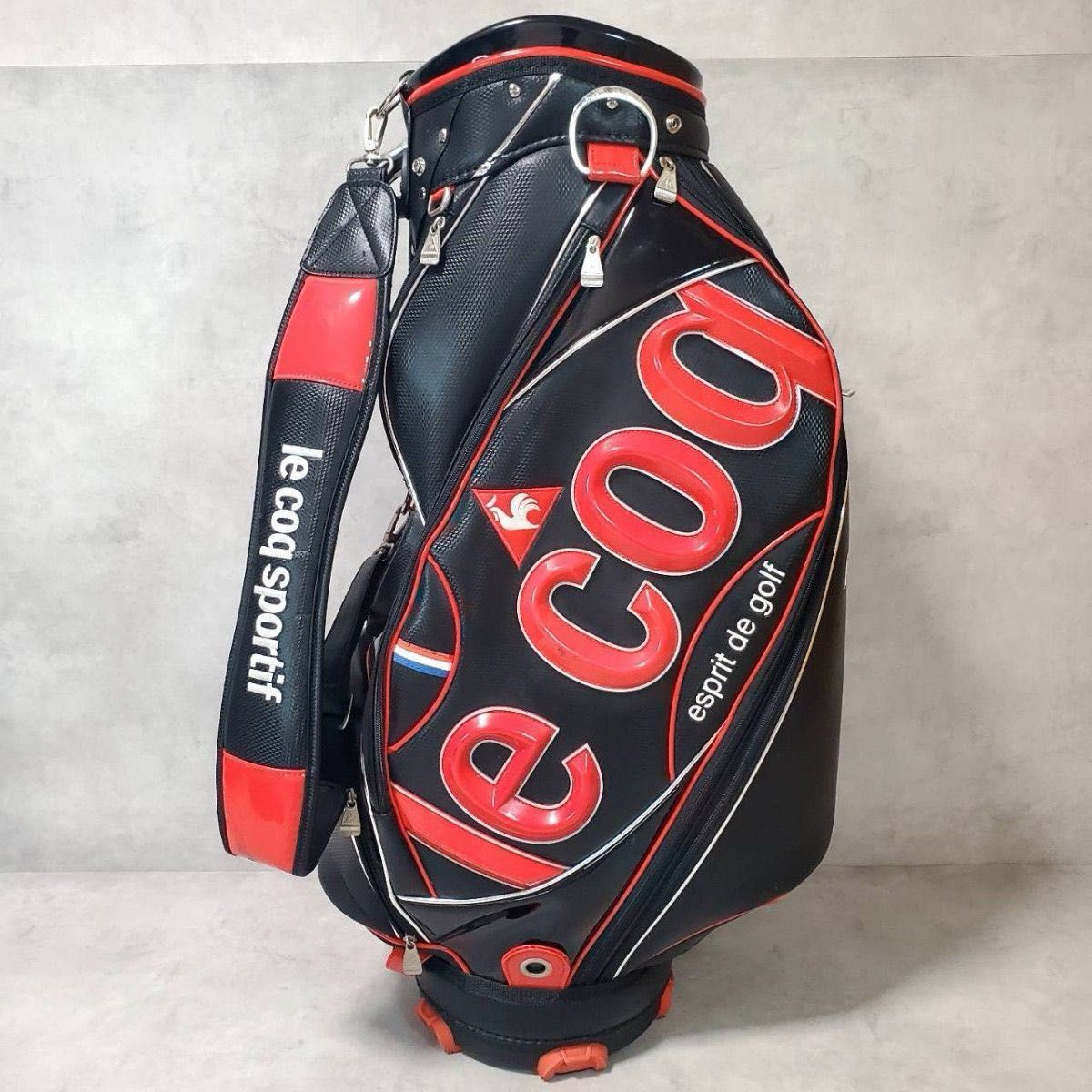 le coq sportif ルコック キャディバック ゴルフバッグ 黒X赤 6分割