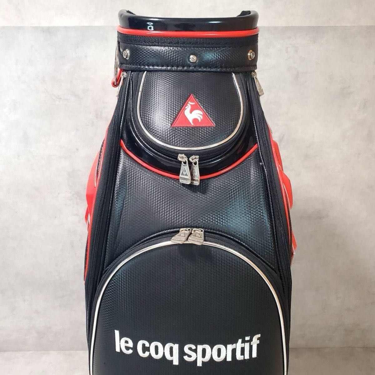 le coq sportif ルコック キャディバック ゴルフバッグ 黒X赤 6分割