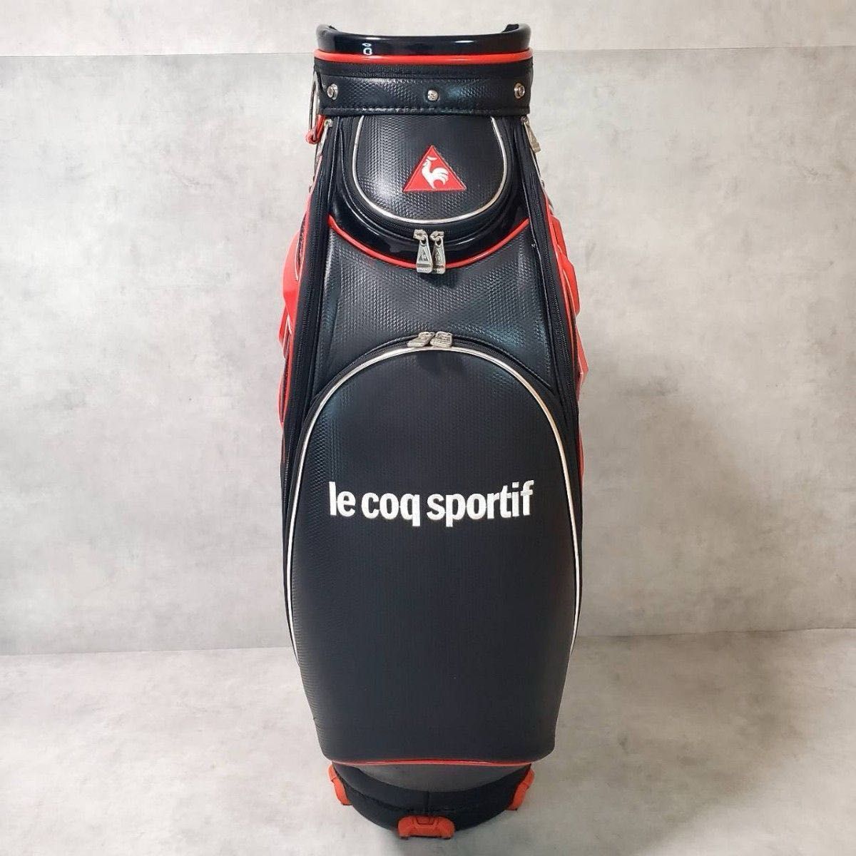 le coq sportif ルコック キャディバック ゴルフバッグ 黒X赤 6分割