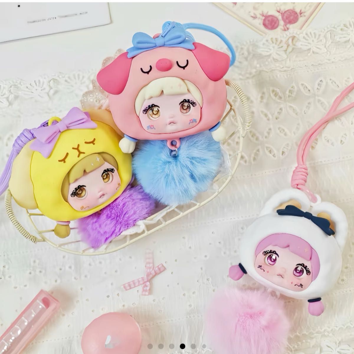 Nommi イヤホンケース イヤホンポーチ ポンポン付き キーホルダー ノミ