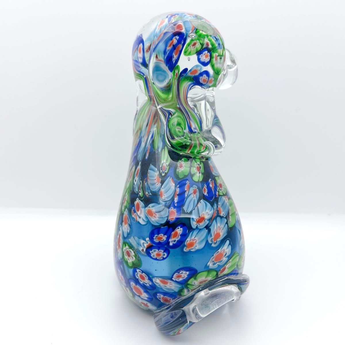 希少】ヴェネチアンガラス ミルフィオリ 犬 置物 ムラーノガラス