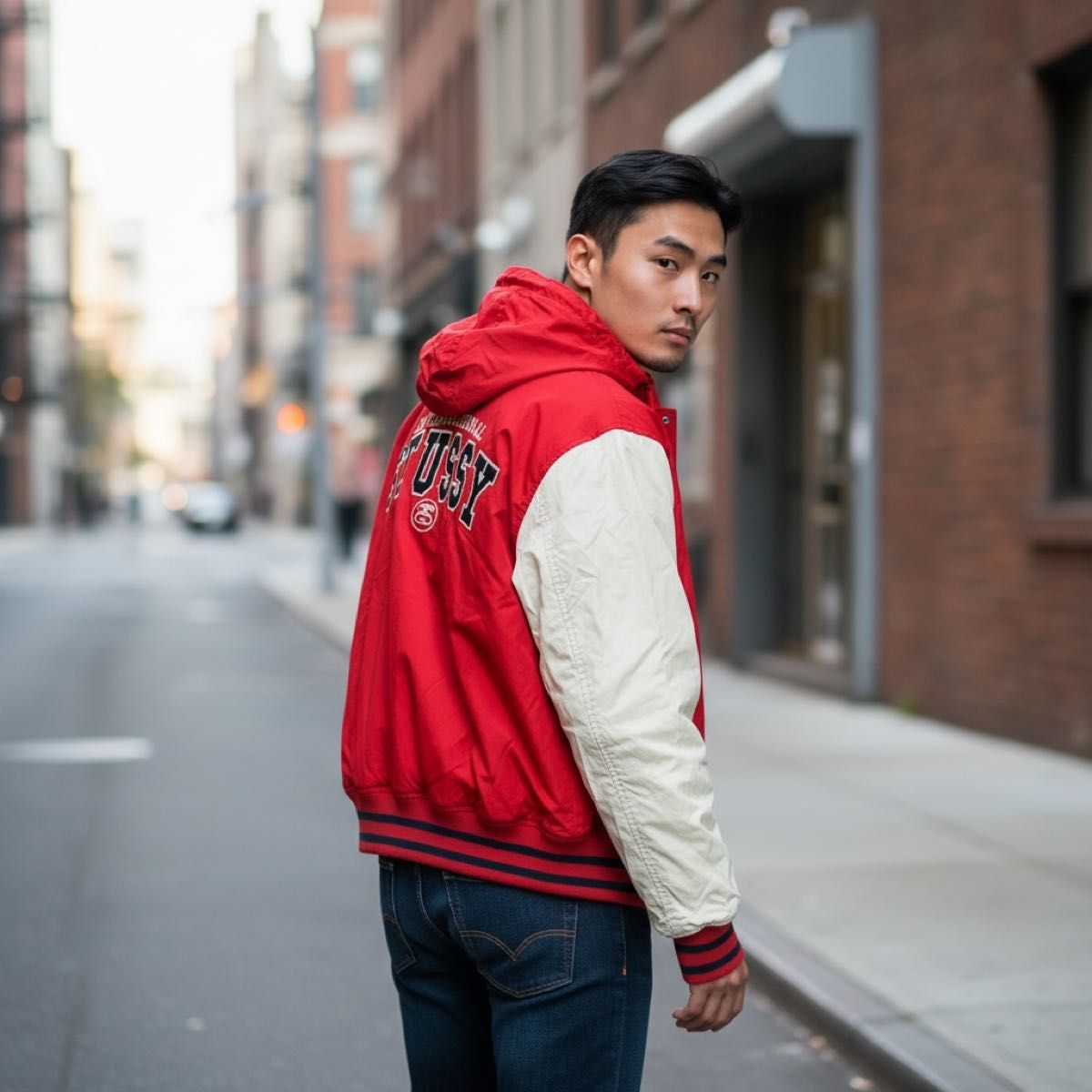 Used】Stussy ステューシー ナイロンジャケット L レッド 90s レトロ