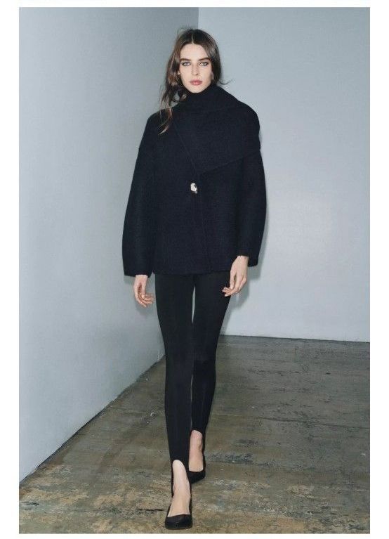 ZARA ザラ S ショートニットコート スカーフ付き ネイビー｜Yahoo