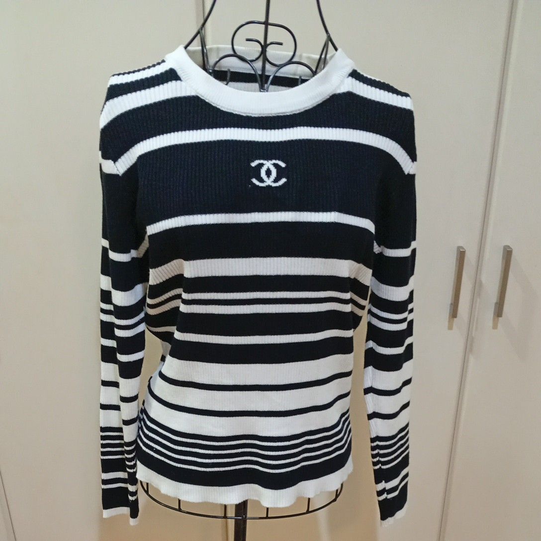 CHANEL シャネル ココマーク ボーダー ニット セーター ブラック