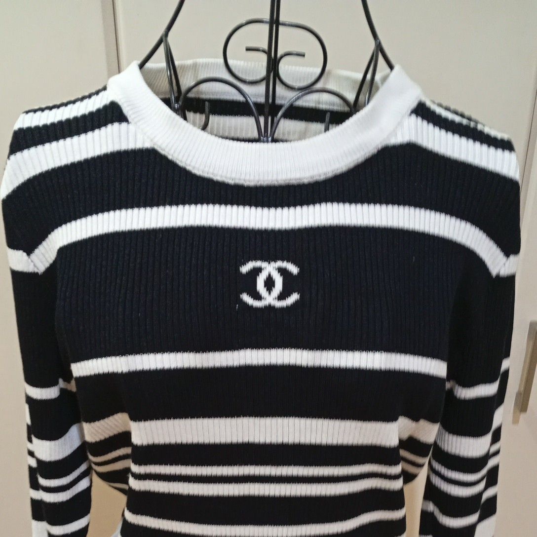 CHANEL シャネル ココマーク ボーダー ニット セーター ブラック