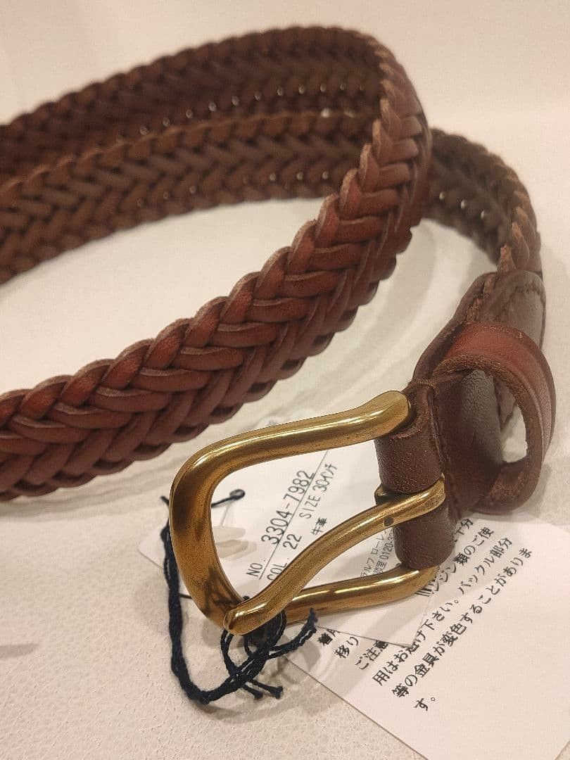 新品未使用タグ付き PRL ポロラルフローレン 高級編み込みレザーベルト