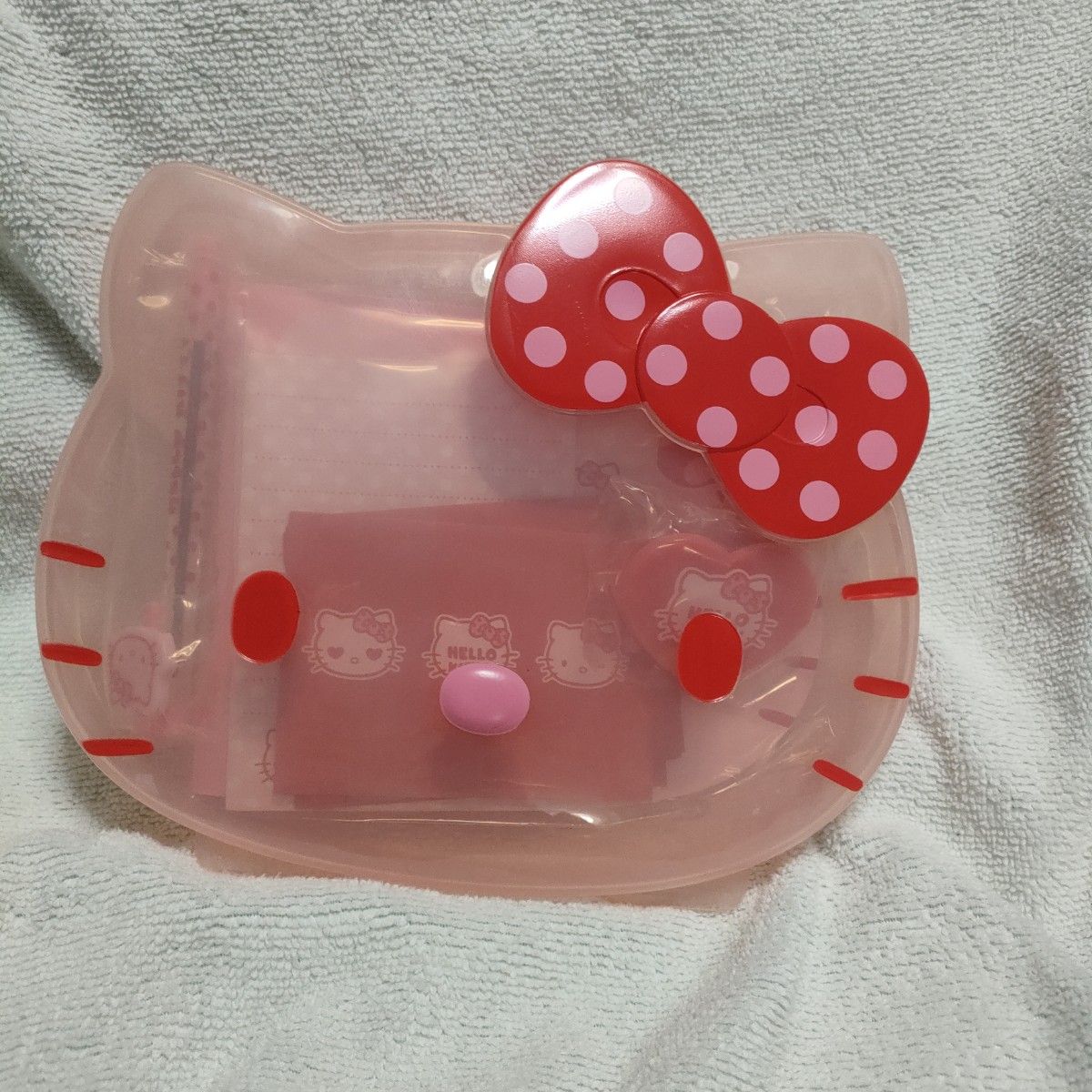 未使用 レア ハローキティ 顔型ケース入り 文房具 レターセット 2008年