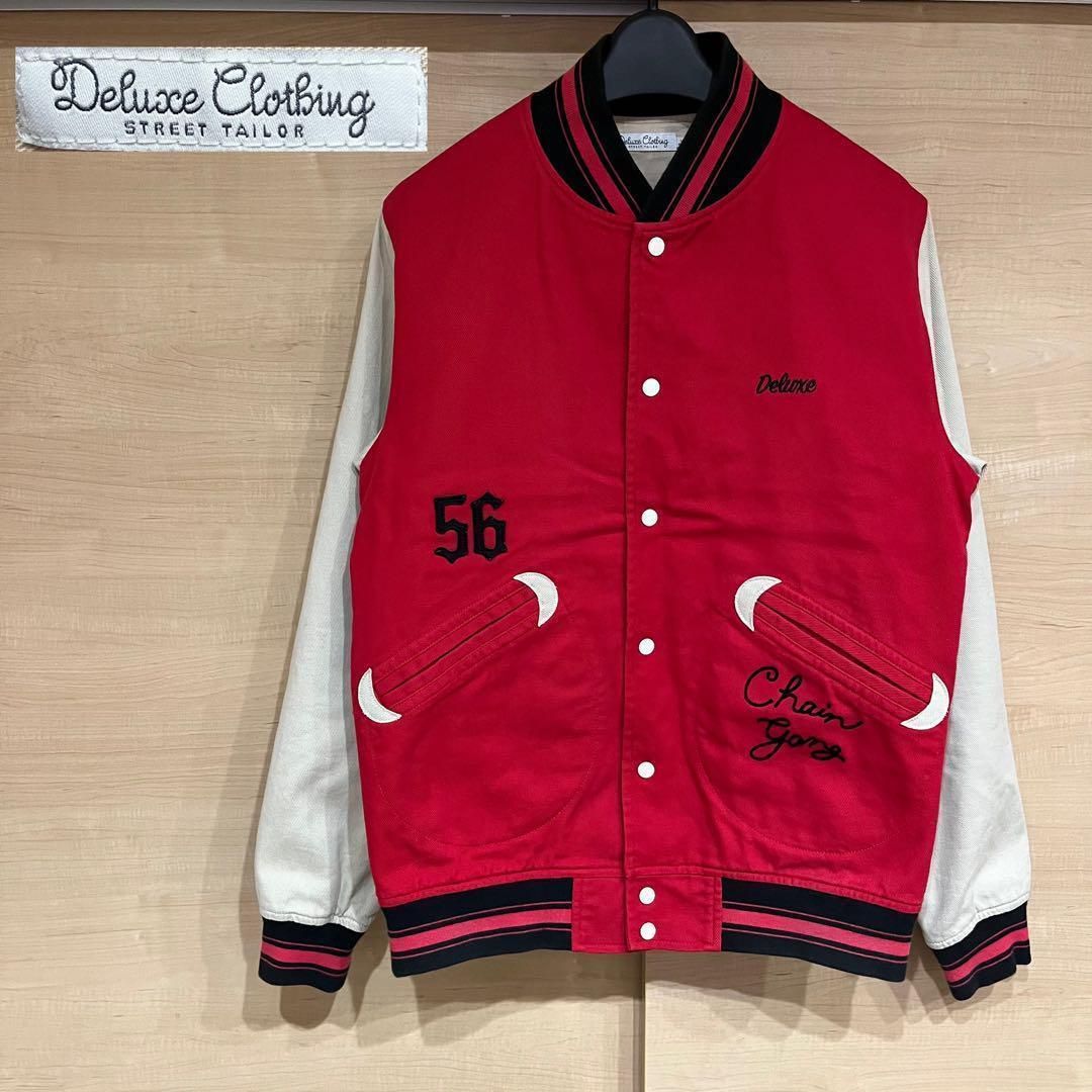 1/5 値下げ！！綺麗！ DELUXE clothing スタジャン 本革 DELUXE