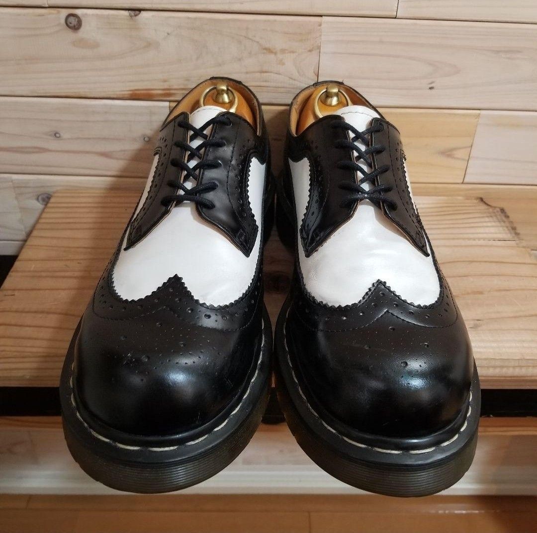 極美品 Dr Martens ウイングチップ 白黒 厚底 28 ドクターマーチン