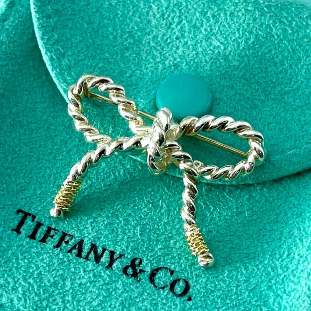 ティファニー ツイスト ロープ リボン ゴールド コンビ ブローチ WL5fe