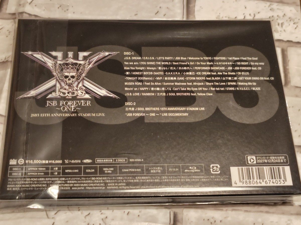 三代目 J SOUL BROTHERS JSB FOREVER ONE 15周年 ライブ【Blu-ray】＋