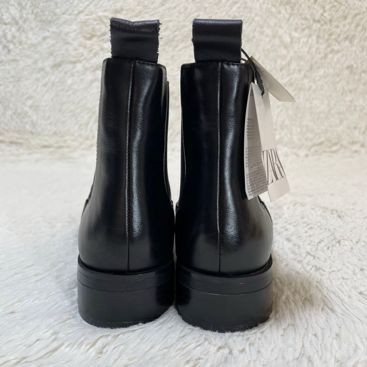 新品未使用品 ZARA サイドゴアブーツ 本革 黒 25 5cm メンズ ザラ