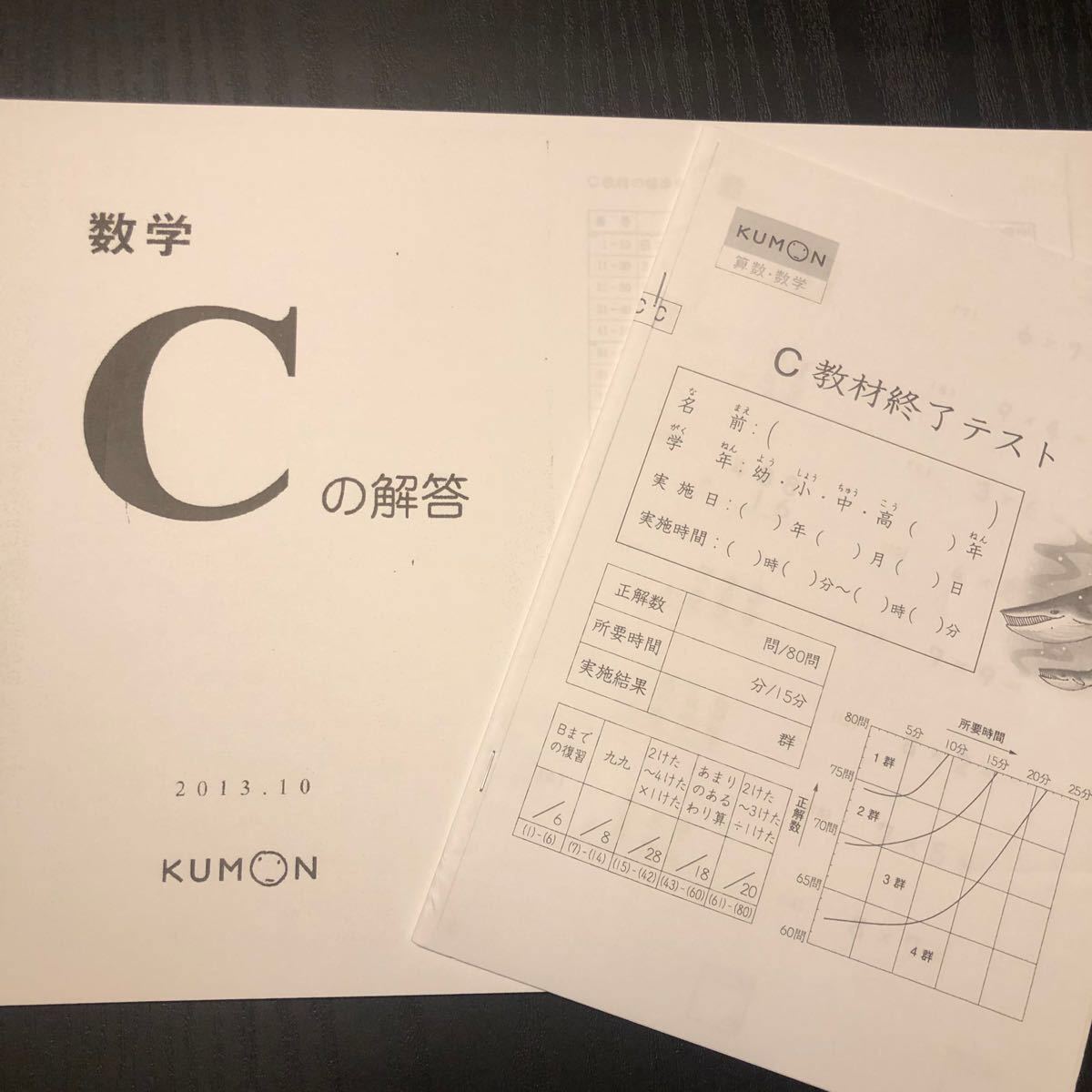 公文 くもん 算数C 終了テスト 教材解答｜Yahoo!フリマ（旧PayPayフリマ）
