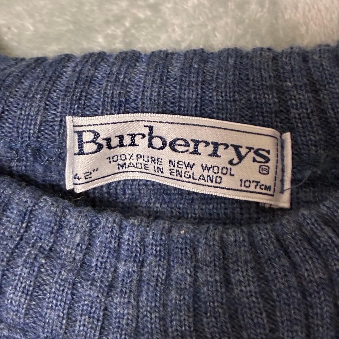 90s バーバリーズ ウールニット ロゴホース刺繍 エルボーパッチ 42