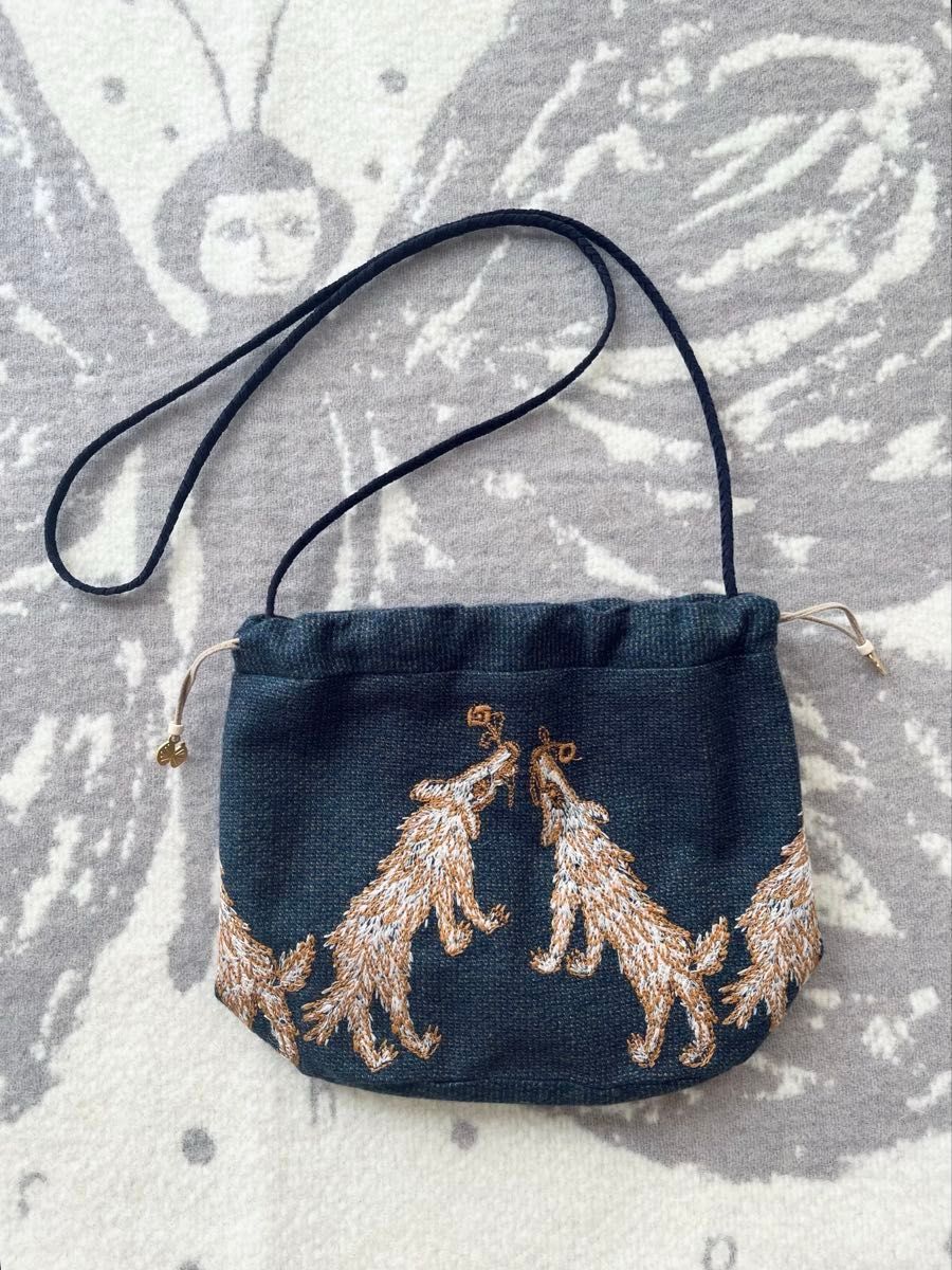 新品 ミナペルホネン ウルフ＆フラワー ショルダー バッグ ポシェット