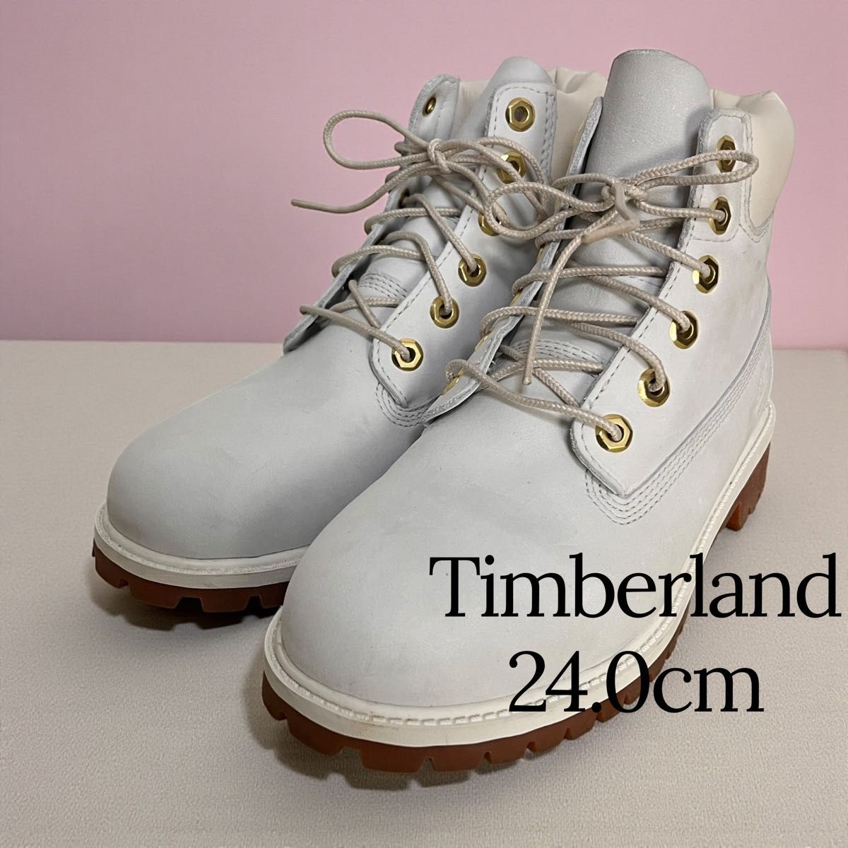 Timberland ホワイト ハイカットワークブーツ 24 0cm 美品