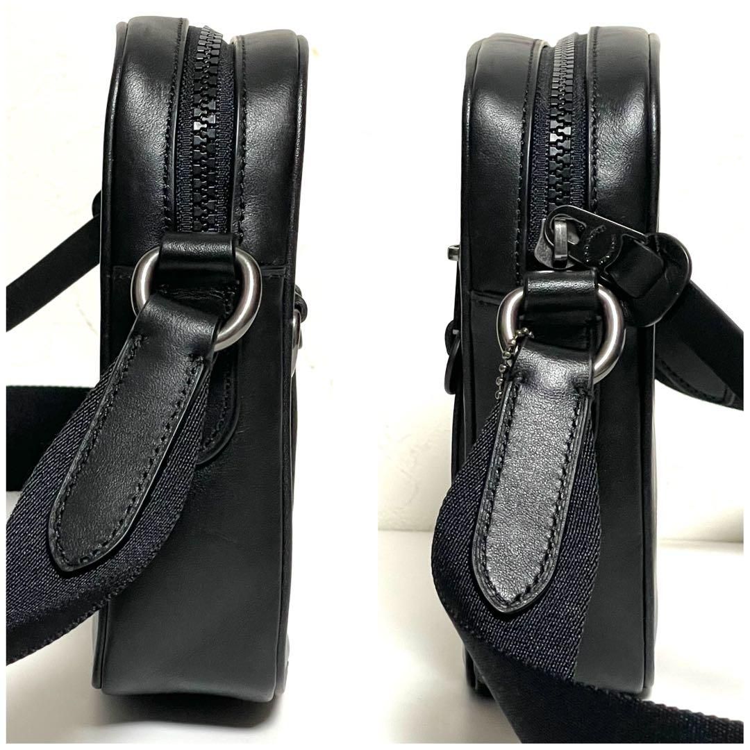 極美品 COACH コーチ テレインクロス ボディバッグ F72963 レザー 黒