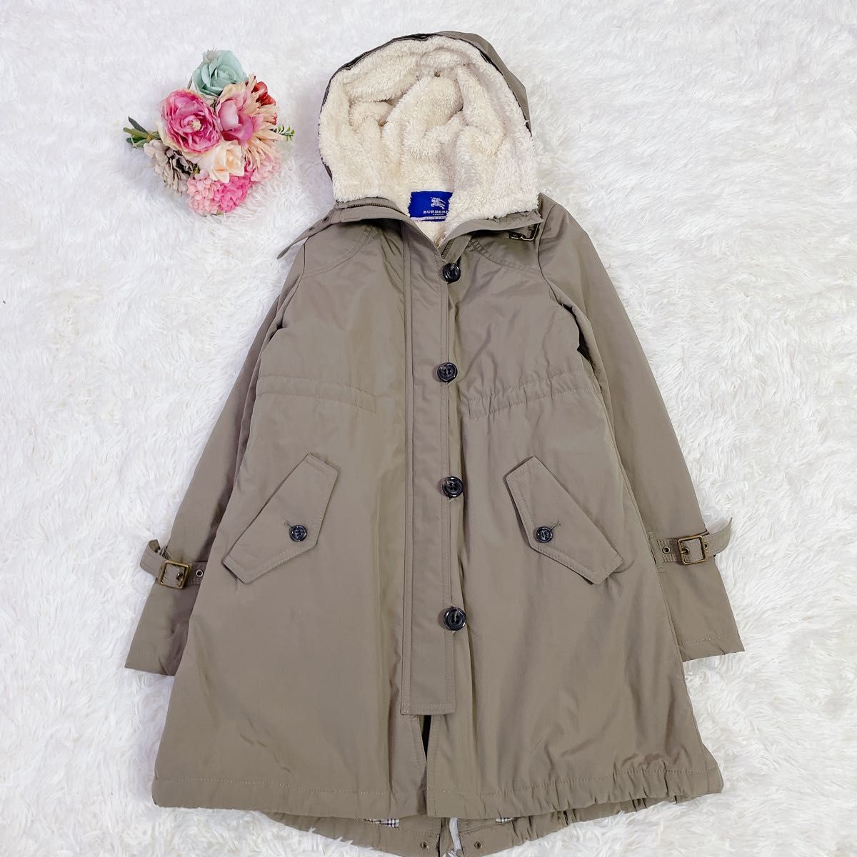 BURBERRY BLUE LABEL キルティングライナー付きモッズコート 配送 美品