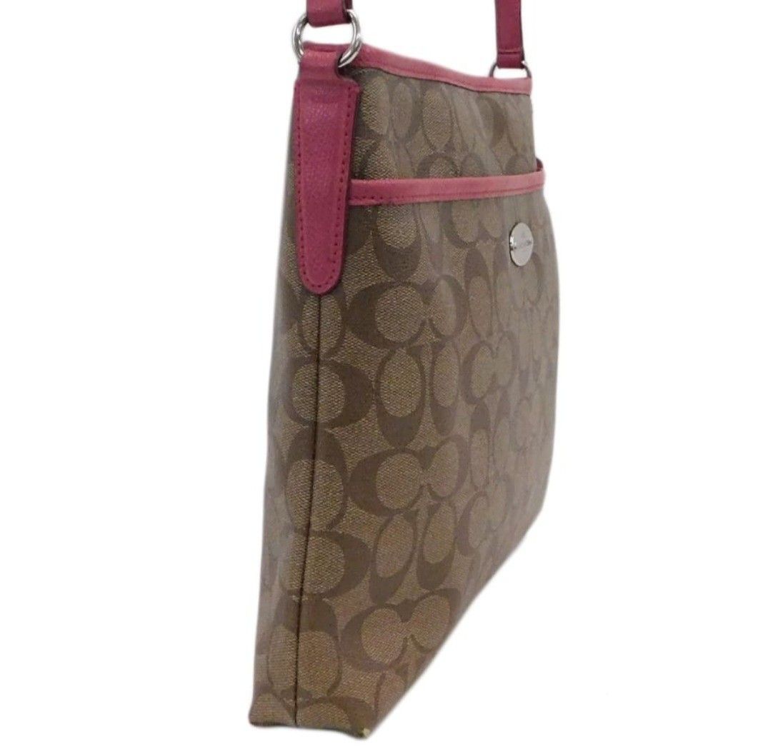 COACH コーチ シグネチャー ショルダーバッグ ブラウン ピンク｜Yahoo