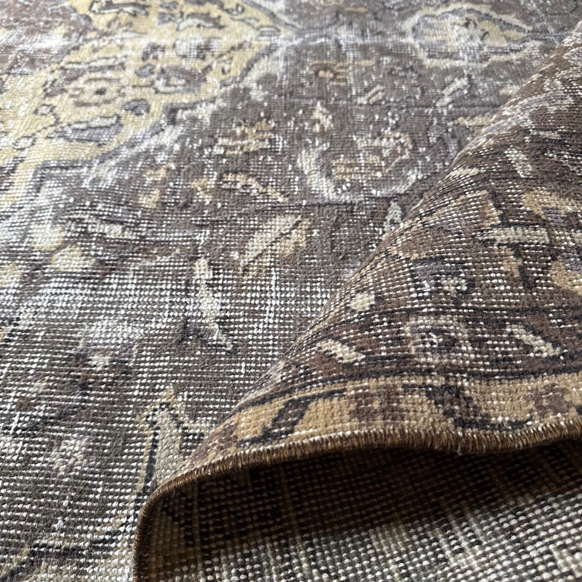 超大判165×286 メダリオン グレージュ ボタニカル トルコヴィンテージ