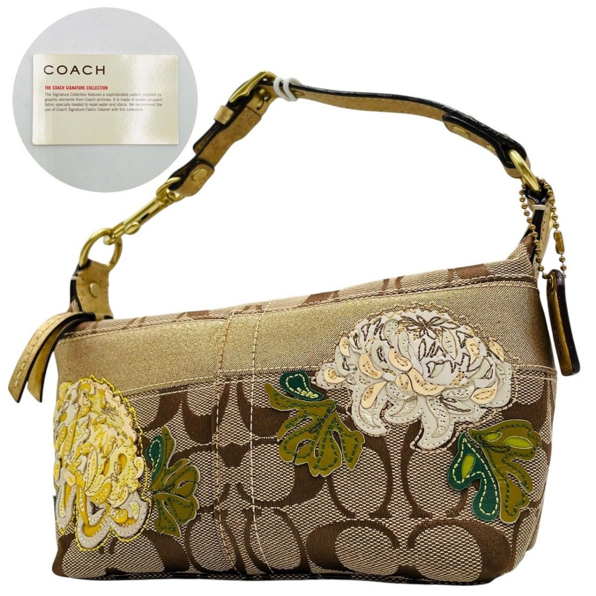 美品 COACH コーチ ハンドバッグ アクセサリーポーチ キャンバス