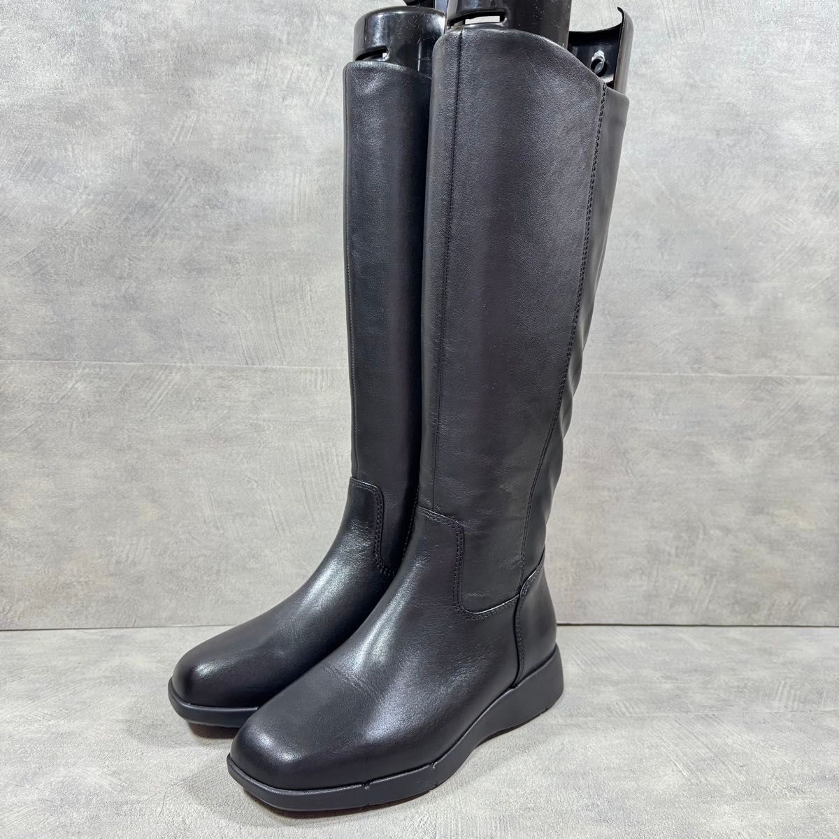 fitfit 本革 スクエアトゥ ロングブーツ サイドジップ 22 0cm｜Yahoo