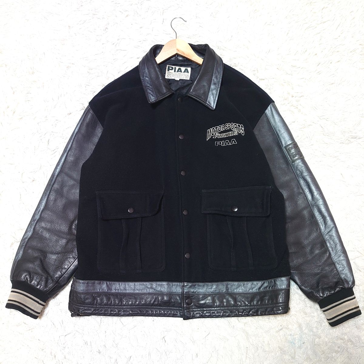 レア】PIAA ピア レーシングジャケット 牛革 袖レザー ウール