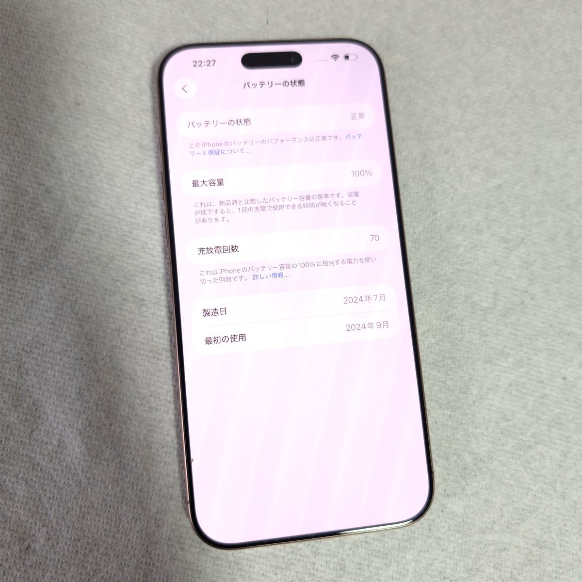 Apple iPhone 16 Pro Max 256GB SIMフリー バッテリー良好 100％ 高