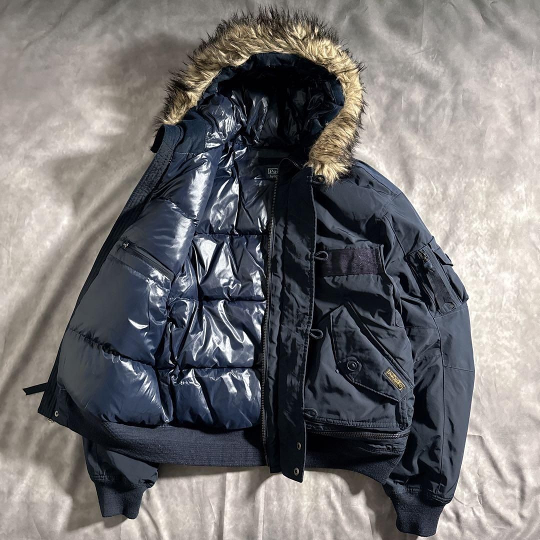 希少 ラルフローレン N-2B フライトジャケット ネイビー ダウン 紺 短