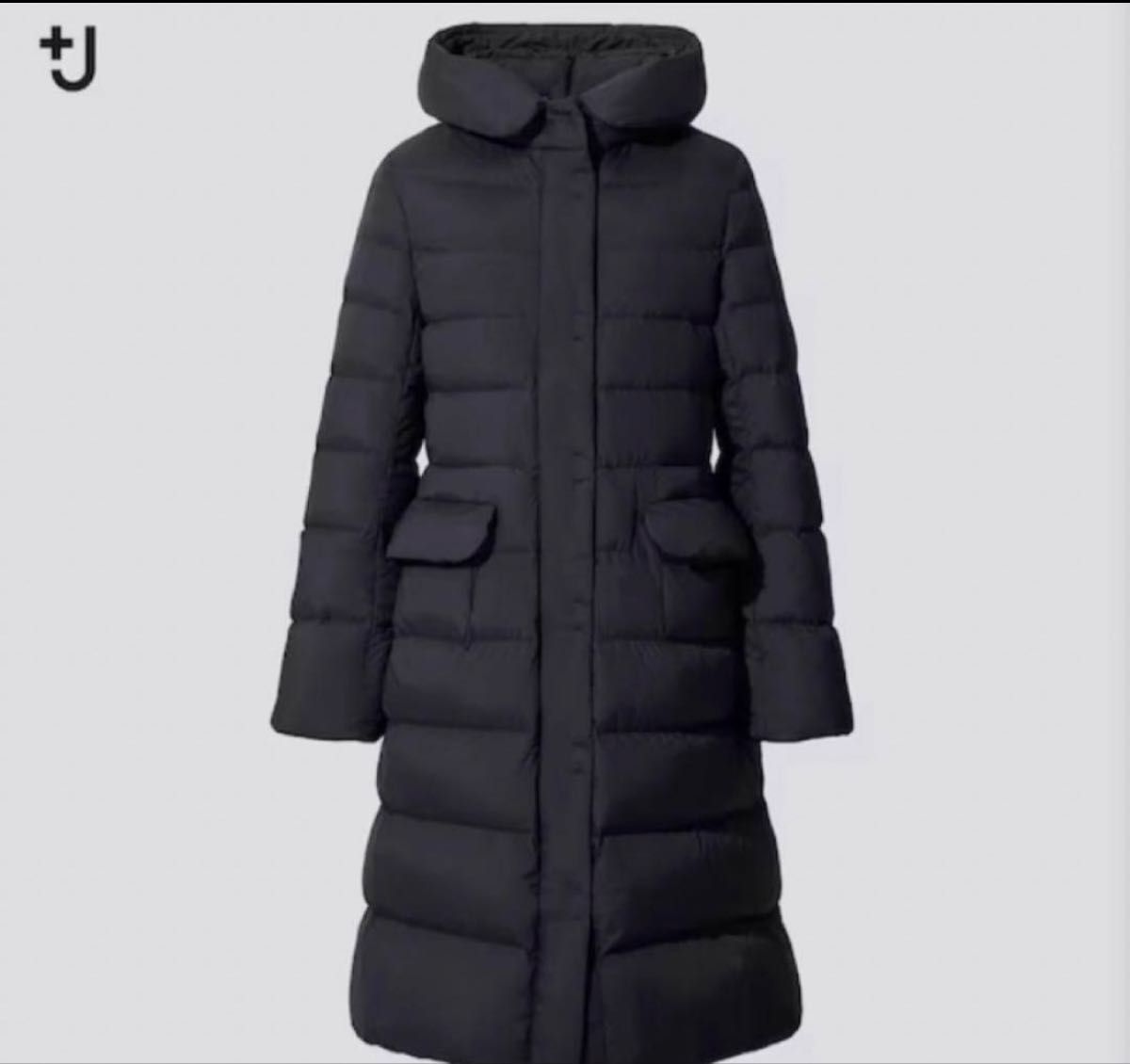 美品 ユニクロ＋J ウルトラライトダウンフーデットコート 黒 Lサイズ