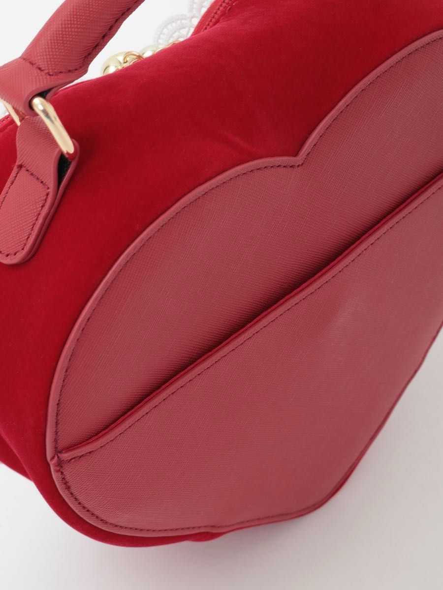 PINK HOUSE ハート型ベロアバッグ 赤 ショルダー ポシェット