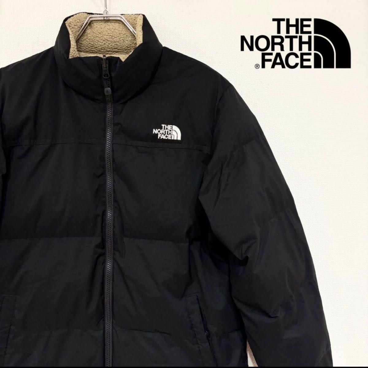美品 ノースフェイス リバーシブル ダウン 黒 160 THE NORTH FACE